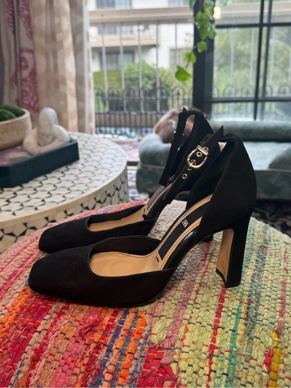 ⚫️▪️ Zara Black Ankle-Strap Block Heels ▪️⚫️
